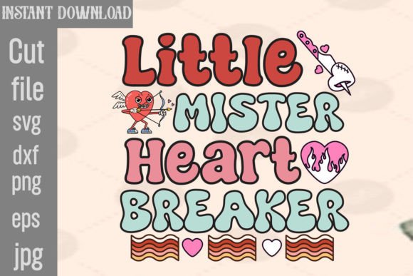Little Mister Heart Breaker Retro PNG Sublimation: Graphics for Crafts-Driven Branding