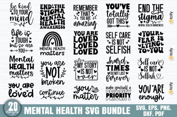 Mental Health Quotes SVG Bundle: Graphics for Crafts & Local Branding